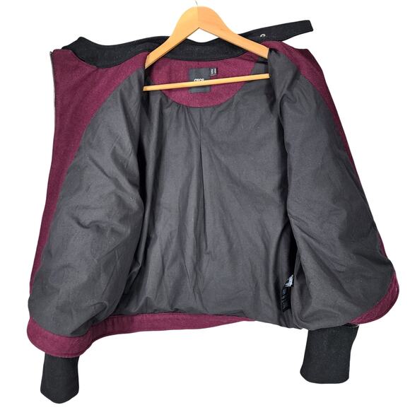 ASOS Quilted Moto Jacket 14 Women Black Bomber Wool Faux Leather Trim Biker READ - Picture 3 of 15